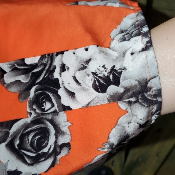 YOANA BARASCHI FLORAL DRESS ORANGE BLACK WHITE SIZE MEDIUM - Picture 4 of 9